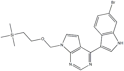 6-bromo-3-(7-{[2-(trimethylsilyl)ethoxy]methyl}-7H-pyrrolo[2,3-d]pyrimidin-4-yl)-1H-indole 구조식 이미지