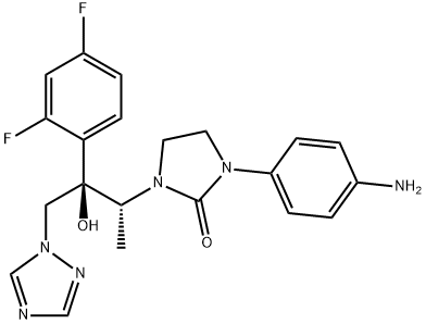 1-(4-aminophenyl)-3-((2R,3R)-3-(2,4-difluorophenyl)-3-hydroxy-4-(1H-1,2,4-triazol-1-yl)butan-2-yl)imidazolidin-2-one(WXG00776) Structure