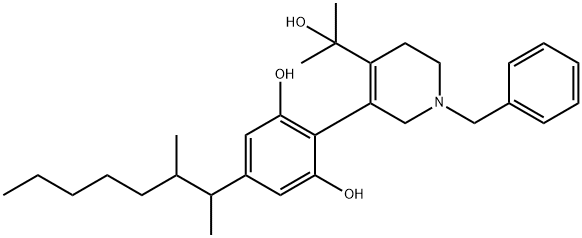 2-(1-benzyl-4-(2-hydroxypropan-2-yl)-1,2,5,6-tetrahydropyridin-3-yl)-5-(3-methyloctan-2-yl)benzene-1,3-diol(WXG01029) Structure