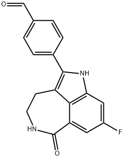 4-(8-fluoro-6-oxo-3,4,5,6-tetrahydro-1H-azepino[5,4,3-cd]indol-2-yl)benzaldehyde 구조식 이미지