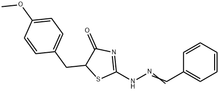 (2E)-2-[(2E)-benzylidenehydrazinylidene]-5-(4-methoxybenzyl)-1,3-thiazolidin-4-one 구조식 이미지