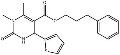 3-phenylpropyl 1,6-dimethyl-2-oxo-4-(thiophen-2-yl)-1,2,3,4-tetrahydropyrimidine-5-carboxylate Structure