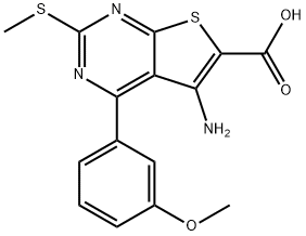 THIENO[2,3-D]PYRIMIDINE-6-CARBOXYLIC ACID,5-AMINO-4-(3-METHOXYPHENYL)-2-(METHYLTHIO)-(WXG01920) 구조식 이미지