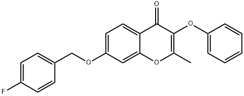 7-[(4-fluorobenzyl)oxy]-2-methyl-3-phenoxy-4H-chromen-4-one 구조식 이미지