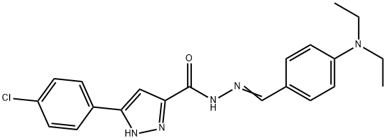 3-(4-chlorophenyl)-N'-{(E)-[4-(diethylamino)phenyl]methylidene}-1H-pyrazole-5-carbohydrazide 구조식 이미지