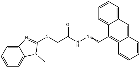 N'-[(E)-anthracen-9-ylmethylidene]-2-[(1-methyl-1H-benzimidazol-2-yl)sulfanyl]acetohydrazide 구조식 이미지