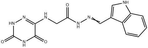 (E)-N'-((1H-indol-3-yl)methylene)-2-((3,5-dihydroxy-1,2,4-triazin-6-yl)amino)acetohydrazide 구조식 이미지
