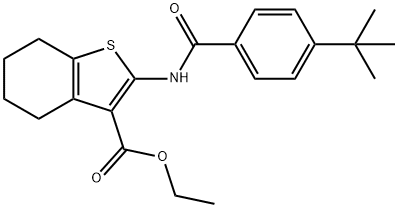 ethyl 2-{[(4-tert-butylphenyl)carbonyl]amino}-4,5,6,7-tetrahydro-1-benzothiophene-3-carboxylate 구조식 이미지