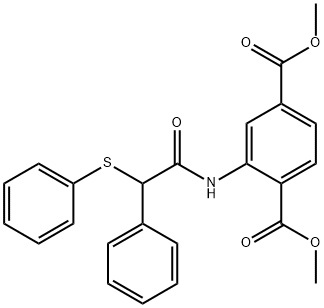 dimethyl 2-{[phenyl(phenylsulfanyl)acetyl]amino}benzene-1,4-dicarboxylate Structure