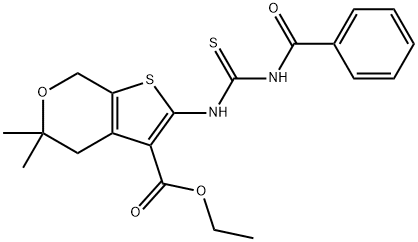 ethyl 2-(3-benzoylthioureido)-5,5-dimethyl-5,7-dihydro-4H-thieno[2,3-c]pyran-3-carboxylate Structure