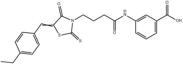 3-({4-[(5Z)-5-(4-ethylbenzylidene)-4-oxo-2-thioxo-1,3-thiazolidin-3-yl]butanoyl}amino)benzoic acid Structure