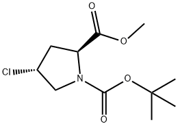 (2S,4R)-4-Chloro-pyrrolidine-1,2-dicarboxylic acid 1-tert-butyl ester 2-methyl ester Structure