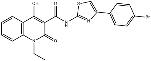 N-[4-(4-bromophenyl)-1,3-thiazol-2-yl]-1-ethyl-4-hydroxy-2-oxo-1,2-dihydroquinoline-3-carboxamide 구조식 이미지