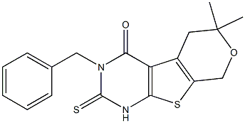 3-benzyl-6,6-dimethyl-2-thioxo-1,2,3,5,6,8-hexahydro-4H-pyrano[4',3':4,5]thieno[2,3-d]pyrimidin-4-one 구조식 이미지