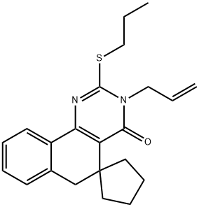 3-(prop-2-en-1-yl)-2-(propylsulfanyl)-3H-spiro[benzo[h]quinazoline-5,1'-cyclopentan]-4(6H)-one Structure