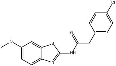 2-(4-chlorophenyl)-N-(6-methoxy-1,3-benzothiazol-2-yl)acetamide 구조식 이미지