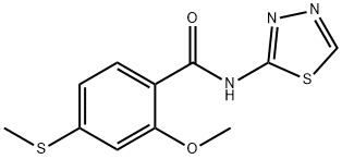 2-methoxy-4-(methylsulfanyl)-N-(1,3,4-thiadiazol-2-yl)benzamide 구조식 이미지