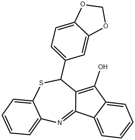 6-(1,3-benzodioxol-5-yl)-6H-benzo[b]indeno[1,2-e][1,4]thiazepin-5-ol Structure