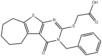 2-((3-benzyl-4-oxo-4,5,6,7,8,9-hexahydro-3H-cyclohepta[4,5]thieno[2,3-d]pyrimidin-2-yl)thio)acetic acid 구조식 이미지