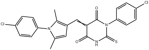 (5Z)-1-(4-chlorophenyl)-5-{[1-(4-chlorophenyl)-2,5-dimethyl-1H-pyrrol-3-yl]methylidene}-2-thioxodihydropyrimidine-4,6(1H,5H)-dione 구조식 이미지