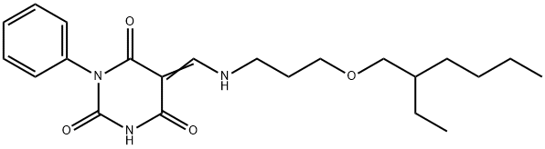 (5Z)-5-[({3-[(2-ethylhexyl)oxy]propyl}amino)methylidene]-1-phenylpyrimidine-2,4,6(1H,3H,5H)-trione Structure