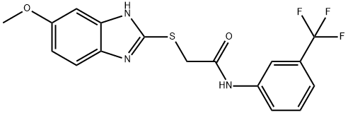 2-[(5-methoxy-1H-benzimidazol-2-yl)sulfanyl]-N-[3-(trifluoromethyl)phenyl]acetamide 구조식 이미지