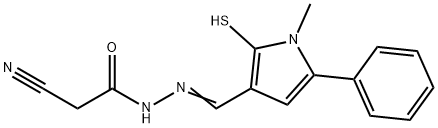 (E)-2-cyano-N'-((2-mercapto-1-methyl-5-phenyl-1H-pyrrol-3-yl)methylene)acetohydrazide 구조식 이미지