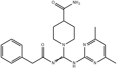 1-[N-(4,6-dimethylpyrimidin-2-yl)-N'-(phenylacetyl)carbamimidoyl]piperidine-4-carboxamide 구조식 이미지