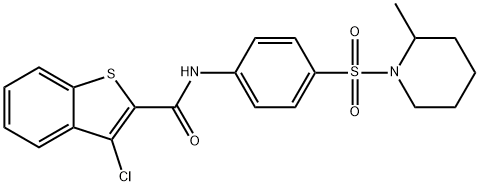 3-chloro-N-{4-[(2-methylpiperidin-1-yl)sulfonyl]phenyl}-1-benzothiophene-2-carboxamide 구조식 이미지