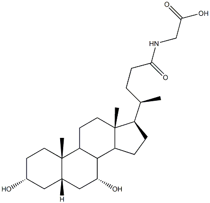 N-[(3alpha,5beta,7alpha)-3,7-dihydroxy-24-oxocholan-24-yl]glycine Structure