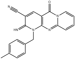 2-imino-1-(4-methylbenzyl)-5-oxo-1,5-dihydro-2H-dipyrido[1,2-a:2',3'-d]pyrimidine-3-carbonitrile 구조식 이미지