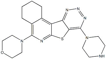 4-(8-(piperazin-1-yl)-1,2,3,4-tetrahydro-[1,2,3]triazino[4',5':4,5]thieno[2,3-c]isoquinolin-5-yl)morpholine Structure