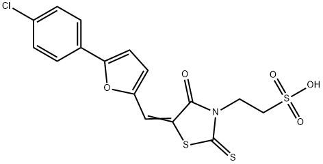 2-[(5E)-5-{[5-(4-chlorophenyl)furan-2-yl]methylidene}-4-oxo-2-thioxo-1,3-thiazolidin-3-yl]ethanesulfonic acid Structure