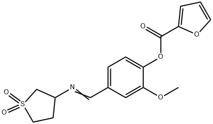 4-{(E)-[(1,1-dioxidotetrahydrothiophen-3-yl)imino]methyl}-2-methoxyphenyl furan-2-carboxylate Structure
