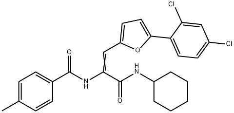 N-{(1Z)-3-(cyclohexylamino)-1-[5-(2,4-dichlorophenyl)furan-2-yl]-3-oxoprop-1-en-2-yl}-4-methylbenzamide Structure