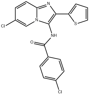 4-chloro-N-[6-chloro-2-(thiophen-2-yl)imidazo[1,2-a]pyridin-3-yl]benzamide 구조식 이미지
