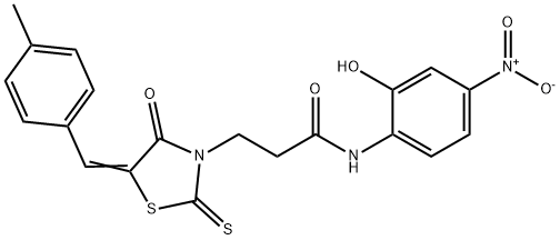 N-{2-hydroxy-4-nitrophenyl}-3-[5-(4-methylbenzylidene)-4-oxo-2-thioxo-1,3-thiazolidin-3-yl]propanamide 구조식 이미지