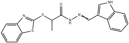 (E)-N'-((1H-indol-3-yl)methylene)-2-(benzo[d]thiazol-2-ylthio)propanehydrazide Structure
