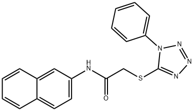 N-(naphthalen-2-yl)-2-[(1-phenyl-1H-tetrazol-5-yl)sulfanyl]acetamide 구조식 이미지