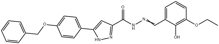 3-[4-(benzyloxy)phenyl]-N'-[(E)-(3-ethoxy-2-hydroxyphenyl)methylidene]-1H-pyrazole-5-carbohydrazide Structure