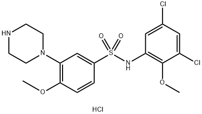 N-(3,5-Dichloro-2-methoxyphenyl)-4-methoxy-3-(1-piperazinyl)-benzenesulfonamide hydrochloride Structure