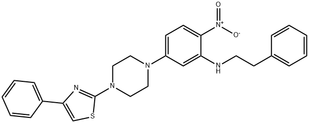 2-nitro-N-(2-phenylethyl)-5-[4-(4-phenyl-1,3-thiazol-2-yl)piperazin-1-yl]aniline Structure