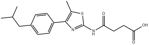 4-((4-(4-isobutylphenyl)-5-methylthiazol-2-yl)amino)-4-oxobutanoic acid 구조식 이미지