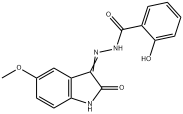 2-hydroxy-N'-(5-methoxy-2-oxo-1,2-dihydro-3H-indol-3-ylidene)benzohydrazide 구조식 이미지