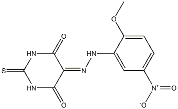 2-thioxodihydro-4,5,6(1H)-pyrimidinetrione 5-({5-nitro-2-methoxyphenyl}hydrazone) Structure