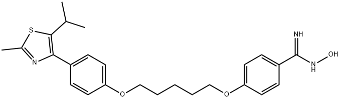 N-hydroxy-4-((5-(4-(5-isopropyl-2-methylthiazol-4-yl)phenoxy)pentyl)oxy)benzimidamide(WXG01597) Structure