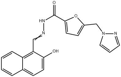 (Z)-5-((1H-pyrazol-1-yl)methyl)-N'-((2-hydroxynaphthalen-1-yl)methylene)furan-2-carbohydrazide Structure