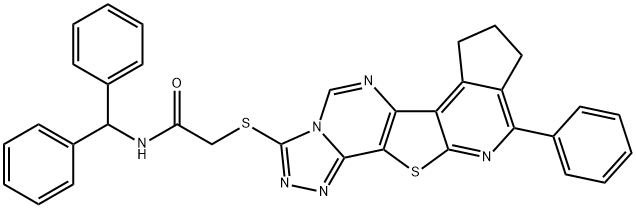 N-benzhydryl-2-((10-phenyl-8,9-dihydro-7H-cyclopenta[4',5']pyrido[3',2':4,5]thieno[2,3-e][1,2,4]triazolo[4,3-c]pyrimidin-3-yl)thio)acetamide Structure