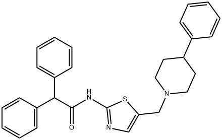 2,2-diphenyl-N-{5-[(4-phenylpiperidin-1-yl)methyl]-1,3-thiazol-2-yl}acetamide Structure