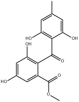 2-(2,6-dihydroxy-4-methylbenzoyl)-5-hydroxy-3-methoxybenzoate 구조식 이미지